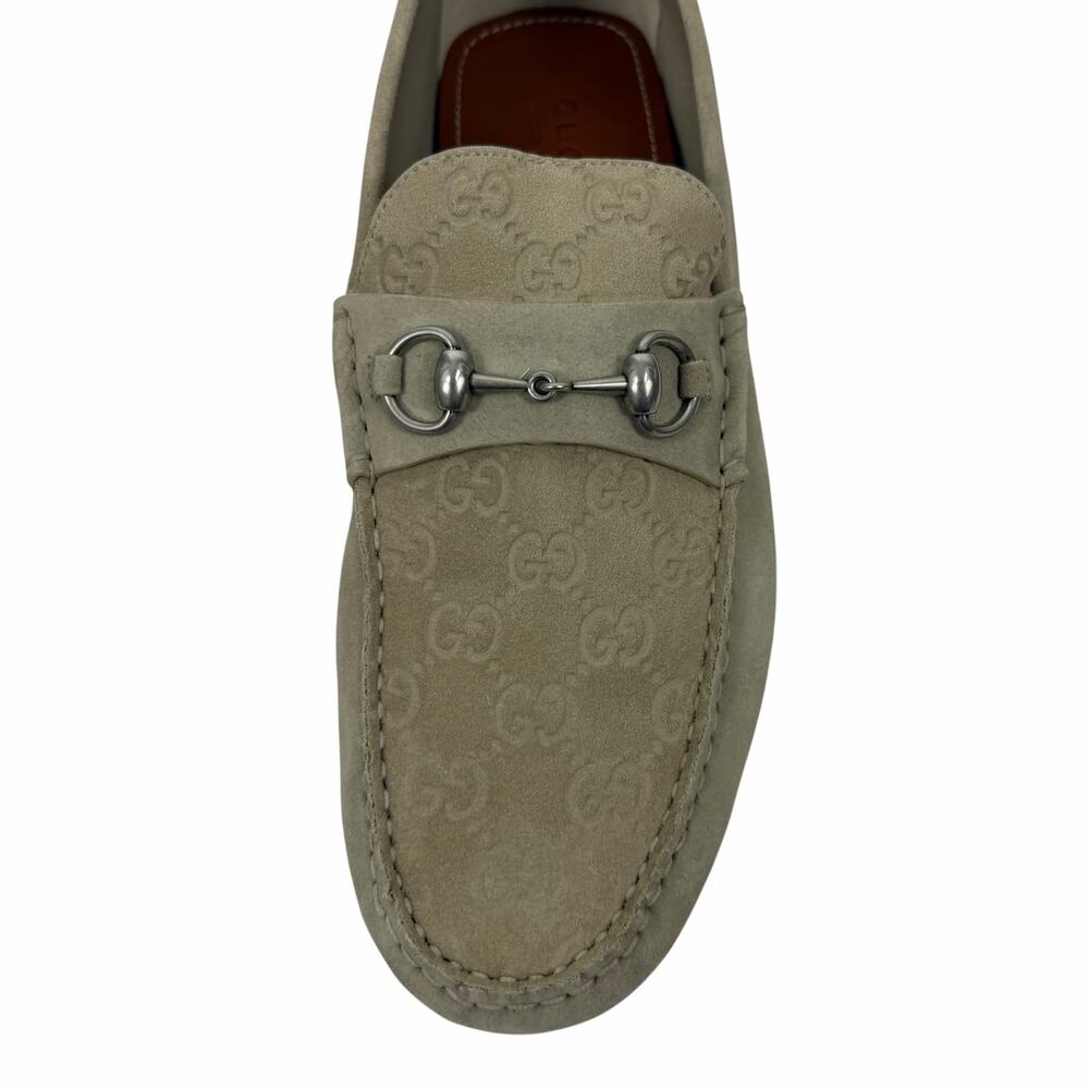 Gucci Byorn Guccisima Horsebit Suede Driver Loafer Oatmeal Size 11.5 - Picture 8 of 15